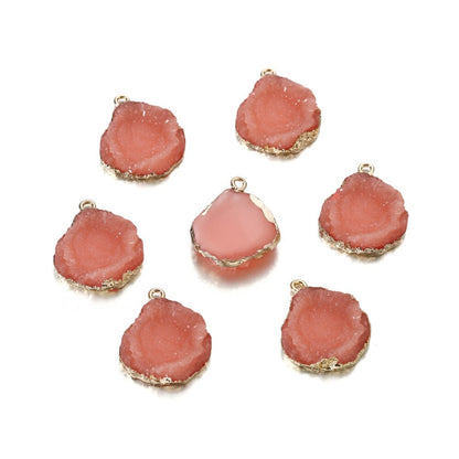 Stainless Steel Resin Gem Pendants, 5pcs