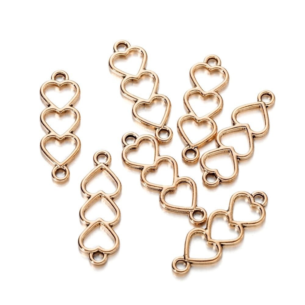 30Pcs Alloy Hollow Hearts Charms