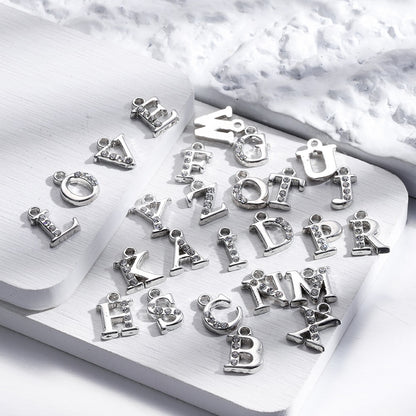 Pendentifs en alliage incrustés de strass, lettres de l'alphabet anglais AZ, 26 pièces