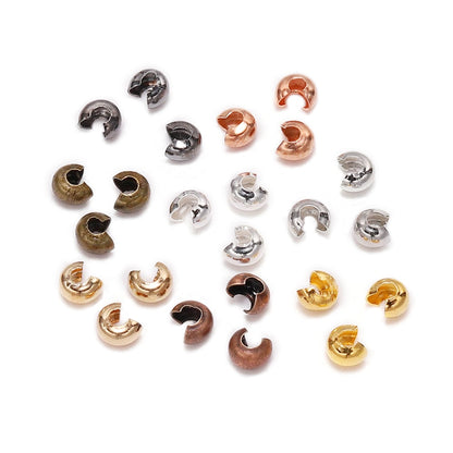 Copper Round Covers Crimp End Beads 3-5mm, 50-100pcs