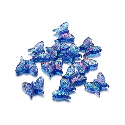 50pcs Butterfly AB Color Acrylic Charms Beads