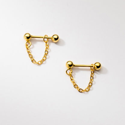 Screw Link Chain Stud Earrings