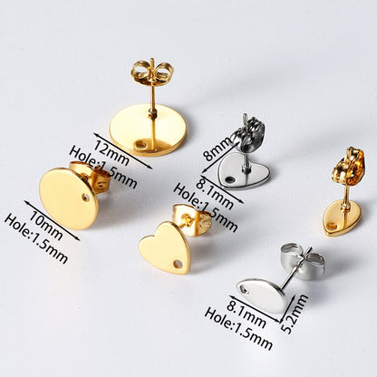 Stainless Steel Drops Ear Studs, 10pcs