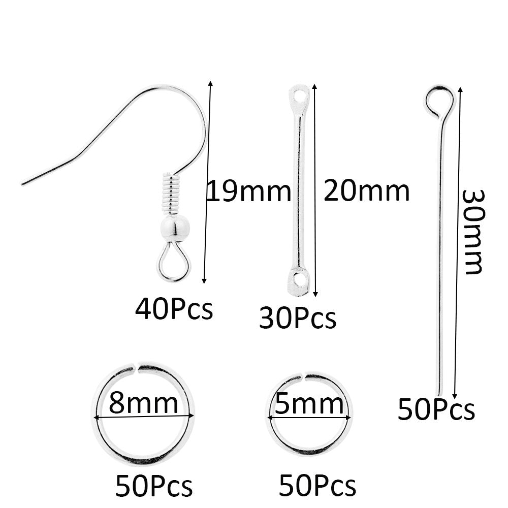 Ensemble de fabrication de boucles d'oreilles : crochets, anneaux et connexions, 100 à 300 pièces