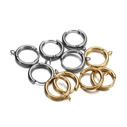 Stainless Steel Earring Hooks with Round Ear Post & Jump Ring, 10pcs