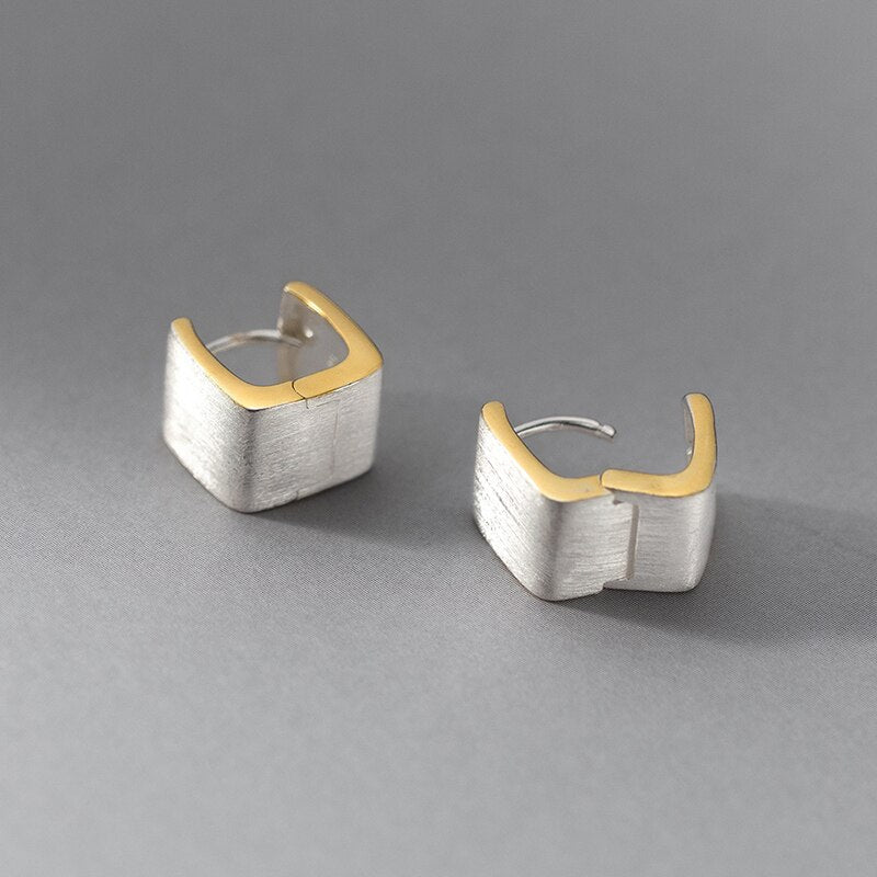 Square Ear Buckle in Silver & Gold