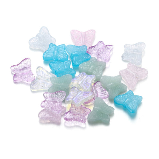50 Stück mehrfarbige Kristall-Schmetterlings-Acryl-Anhänger-Perlen