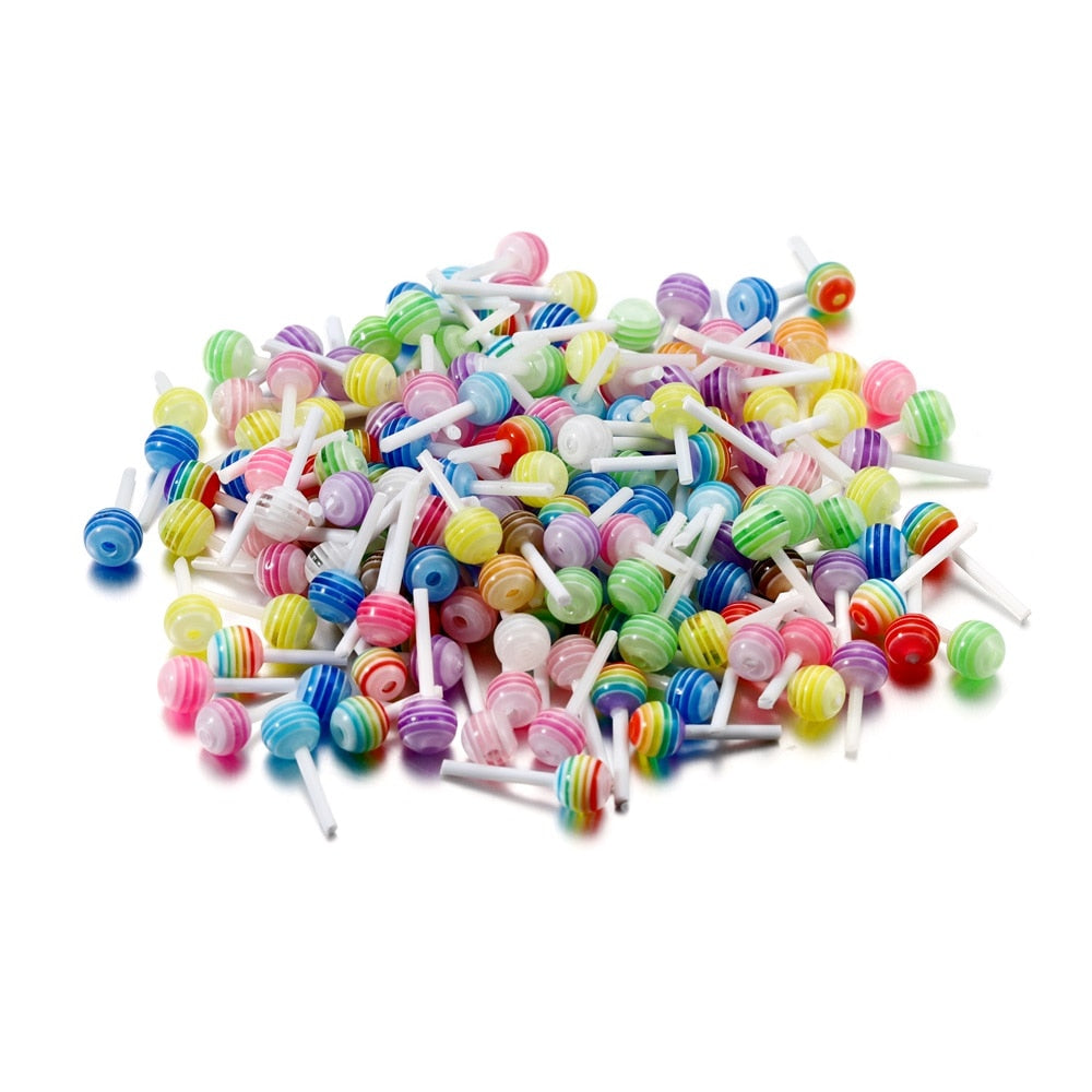 50 Stück Acryl-Lollipop-Charms in verschiedenen Farben