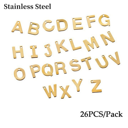 Pendentifs en alliage incrustés de strass, lettres de l'alphabet anglais AZ, 26 pièces