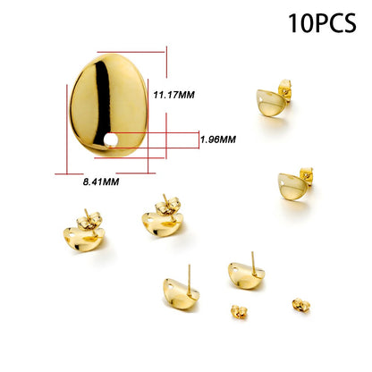 Blank Earring Studs in Stainless Steel, 10-20pcs