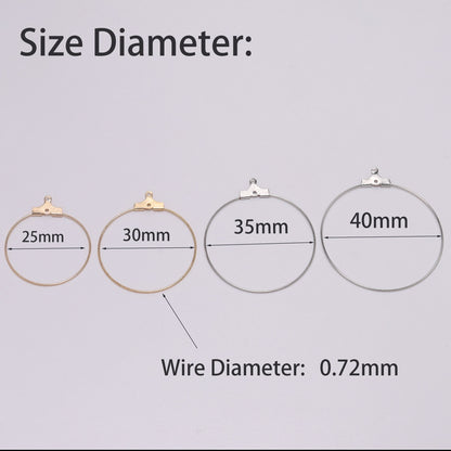 Boucles d'oreilles créoles suspendues à grand cercle de 20 à 40 mm, 10 à 50 pièces