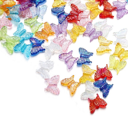 50pcs Butterfly AB Color Acrylic Charms Beads