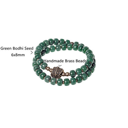 Natural Bodhi Seed Beaded Two Row Bracelet