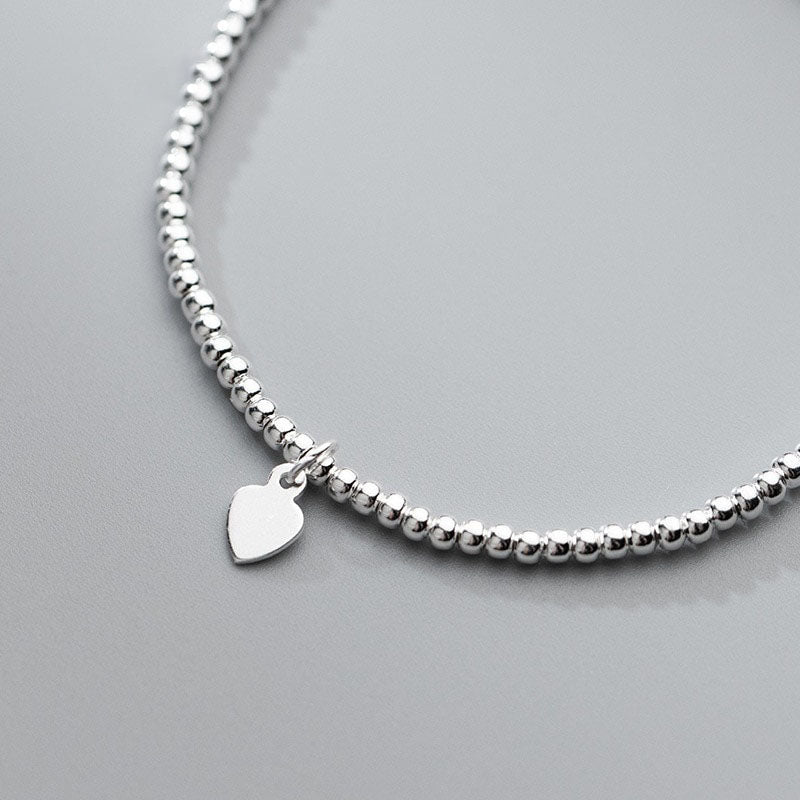 Heart Beads Platinum-Plated Adjustable Bracelet