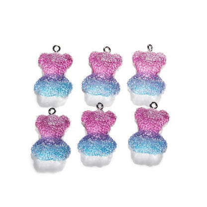 Frosted Cartoon Bear Pendants, 5pcs