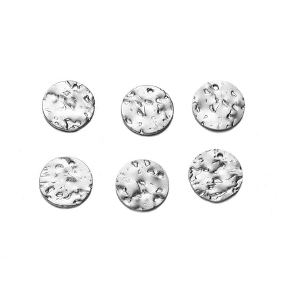 Stainless Steel Round Wrinkle Charms Pendant, 20-50pcs