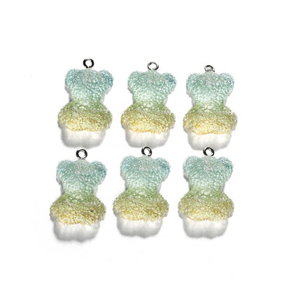 Frosted Cartoon Bear Pendants, 5pcs