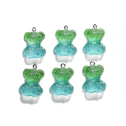 Frosted Cartoon Bear Pendants, 5pcs