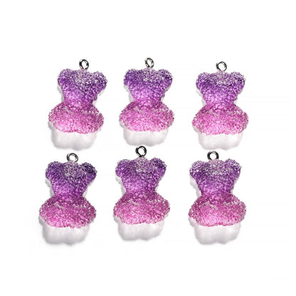 Frosted Cartoon Bear Pendants, 5pcs