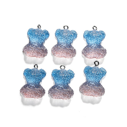 Frosted Cartoon Bear Pendants, 5pcs