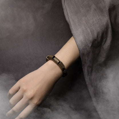 Brass Tube and Rock Lava Stone Bracelet