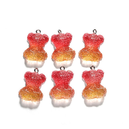 Frosted Cartoon Bear Pendants, 5pcs