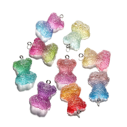 Frosted Cartoon Bear Pendants, 5pcs