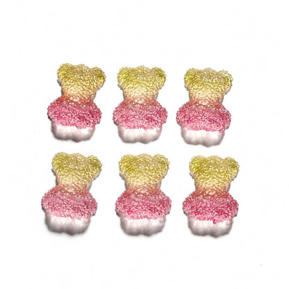 Frosted Cartoon Bear Pendants, 5pcs