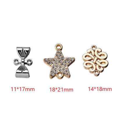 5pcs Alloy Double Hole Bow Knot, Star Pendants