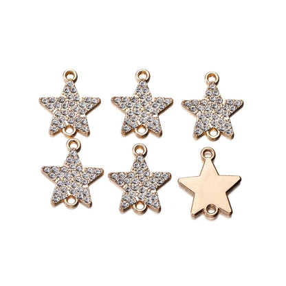 5pcs Alloy Double Hole Bow Knot, Star Pendants