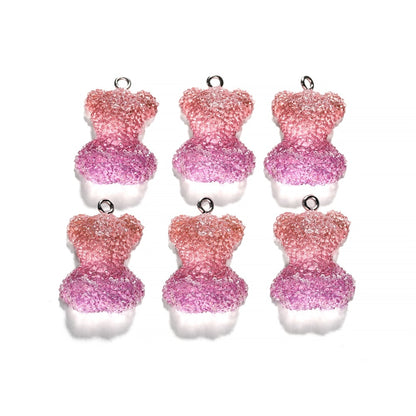 Frosted Cartoon Bear Pendants, 5pcs