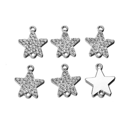 5pcs Alloy Double Hole Bow Knot, Star Pendants