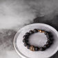 Artificial Brass Charm Bead Lava Rock Stone Bracelet