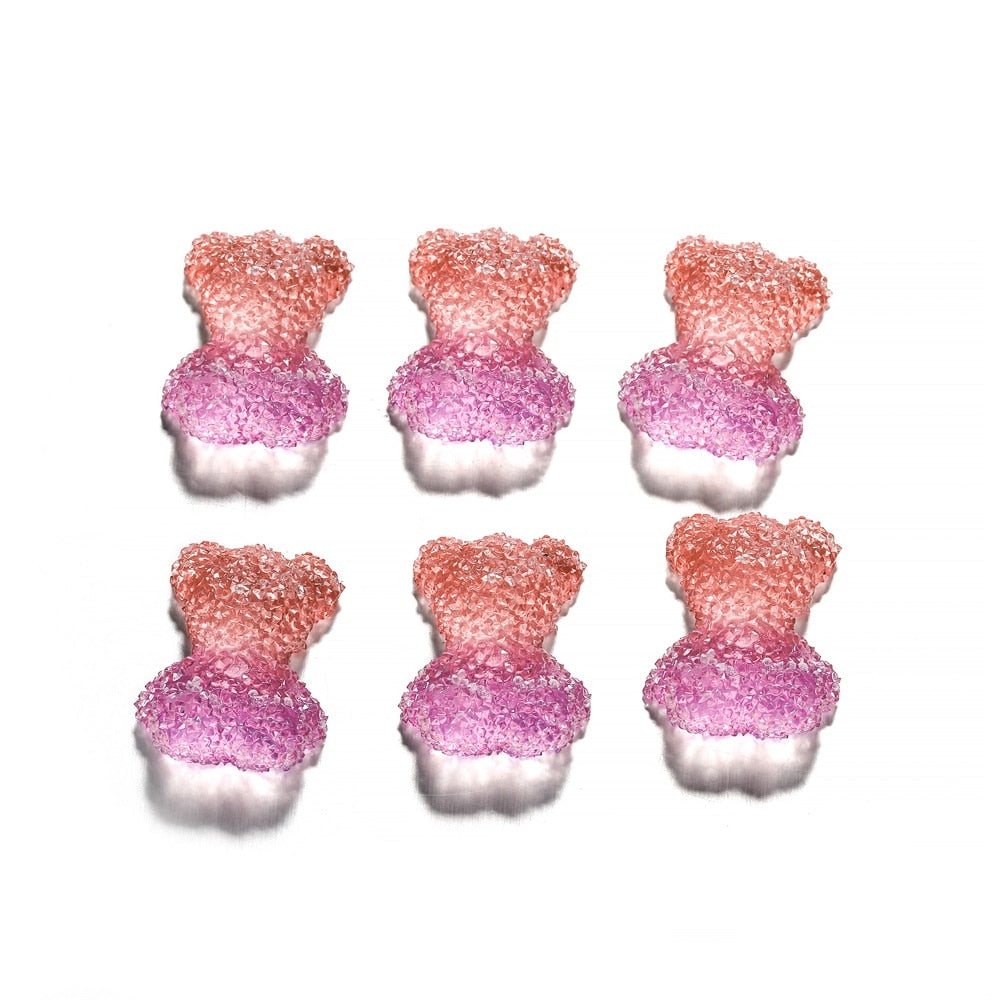Frosted Cartoon Bear Pendants, 5pcs