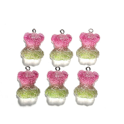 Frosted Cartoon Bear Pendants, 5pcs