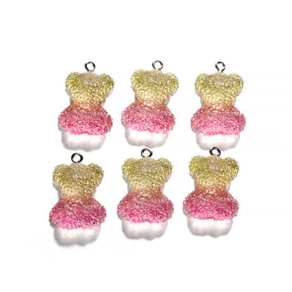 Frosted Cartoon Bear Pendants, 5pcs