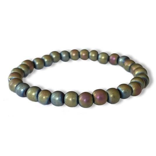 Matte Multicolor hematite gemstone stretch bracelet, 6-10mm