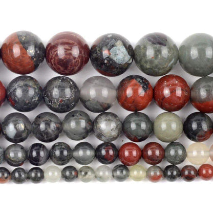 African Bloodstone Round Beads, size 6-12mm, 15.5'' inch strand 