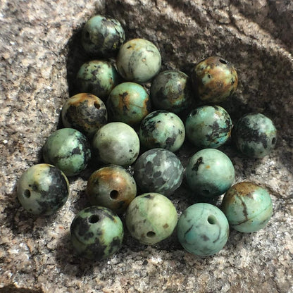 African Turquoise beads, Wholesale Gemstone Beads, Round Natural Stone Jewelry Beads, 4mm 6mm 8mm 10mm 12mm 5-200pcs 