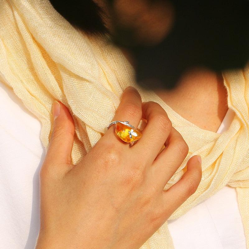 Amber Butterfly Ring 