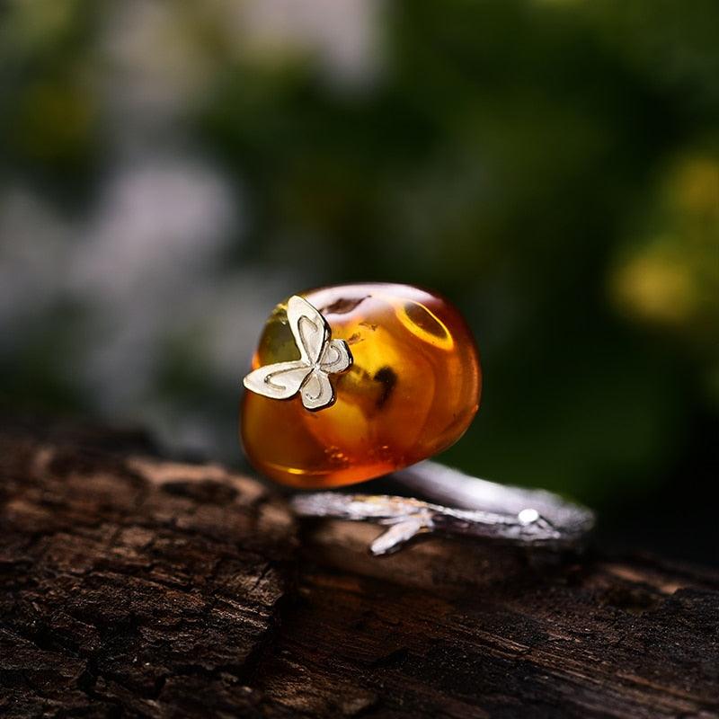 Amber Butterfly Ring 
