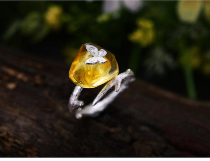 Amber Butterfly Ring 