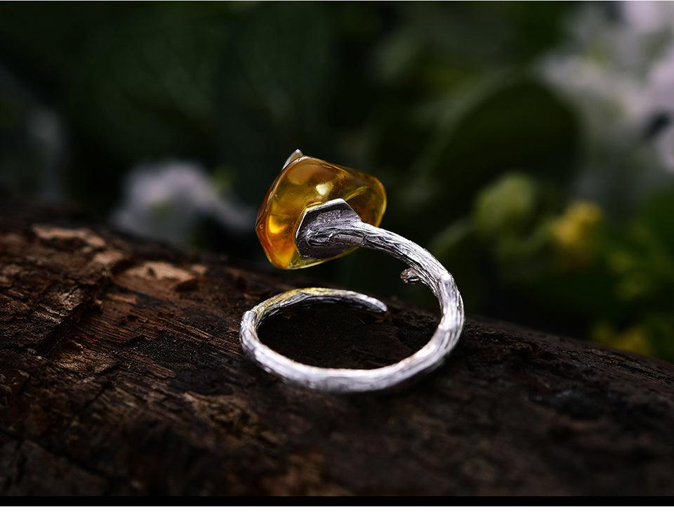 Amber Butterfly Ring 