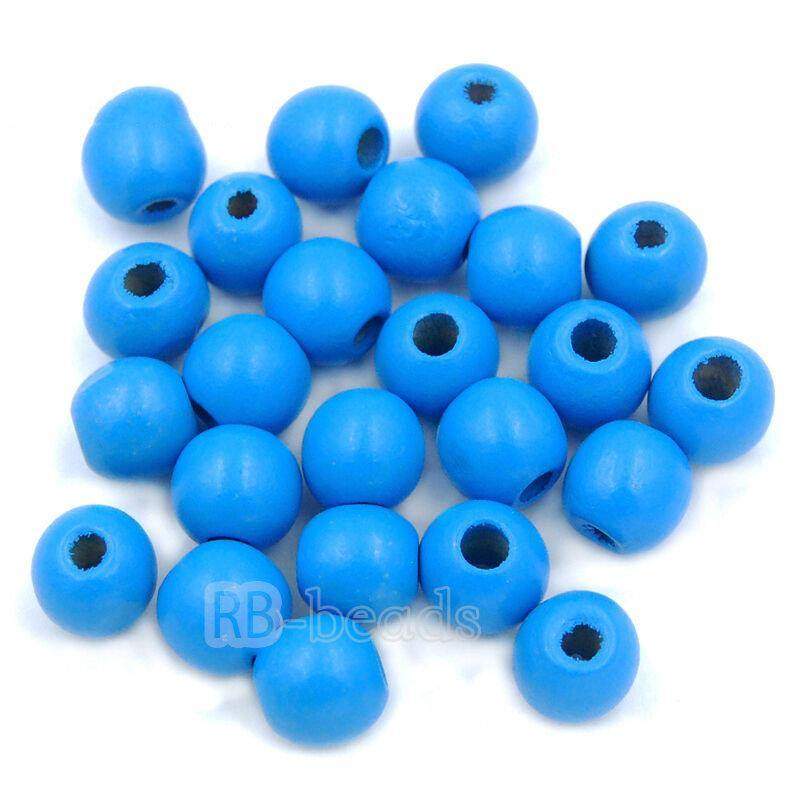 Assorted wooden beads natural, round size 4-16mm100pcs 