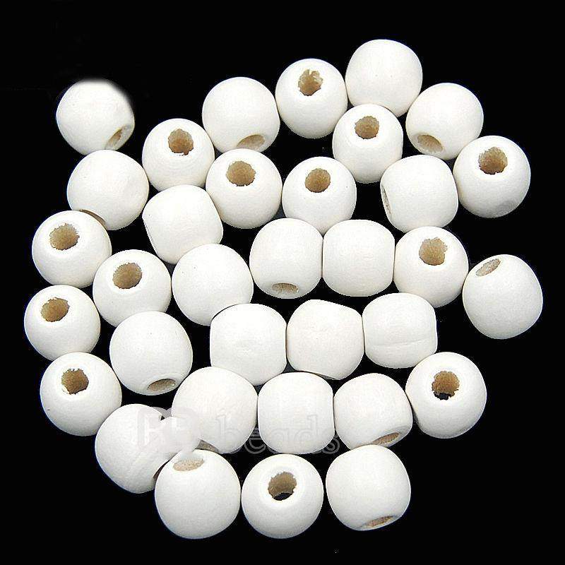 Assorted wooden beads natural, round size 4-16mm100pcs 