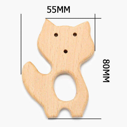 Baby Wooden Teethers beads, Natural Beech Wood, Animals Shape, Pacifier Newborn Toys Beads 