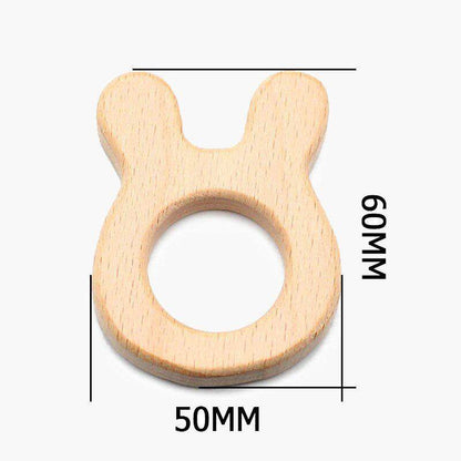 Baby Wooden Teethers beads, Natural Beech Wood, Animals Shape, Pacifier Newborn Toys Beads 