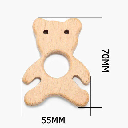 Baby Wooden Teethers beads, Natural Beech Wood, Animals Shape, Pacifier Newborn Toys Beads 