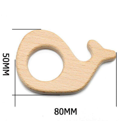 Baby Wooden Teethers beads, Natural Beech Wood, Animals Shape, Pacifier Newborn Toys Beads 