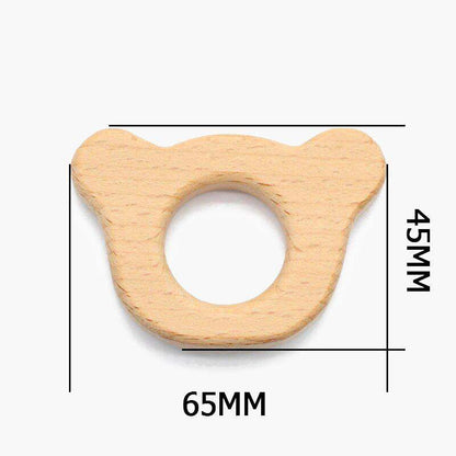 Baby Wooden Teethers beads, Natural Beech Wood, Animals Shape, Pacifier Newborn Toys Beads 